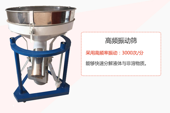 高頻振動篩采用高頻率振動：3000次/分 ，能夠快速分解液體與非溶物質(zhì)。