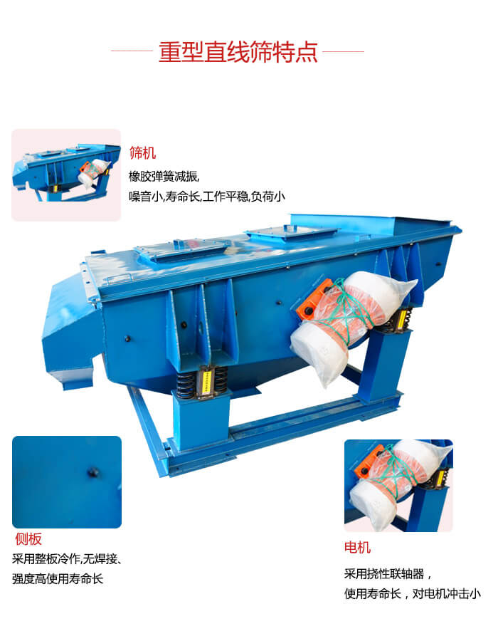 重型直線篩：篩機(jī)，側(cè)板，電機(jī)展示圖