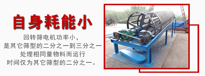 滾筒篩耗能小，使用壽命長，維修方便